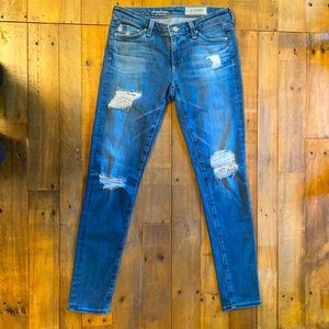 AG  aged denim legging ankle super skinny mid rise blue jeans EUC